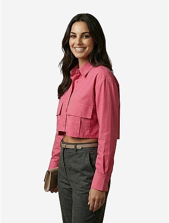Camicia crop in popeline di cotone my fashion