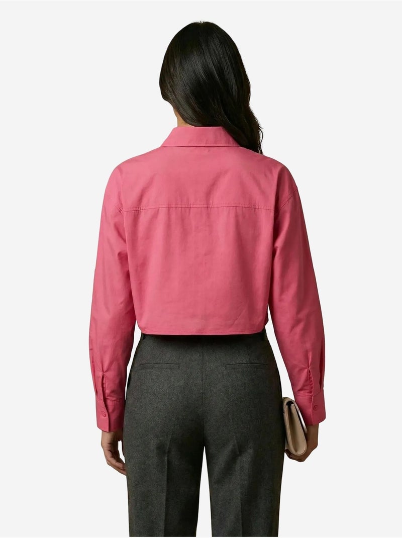 Camicia crop in popeline di cotone my fashion Magenta - Kiabi