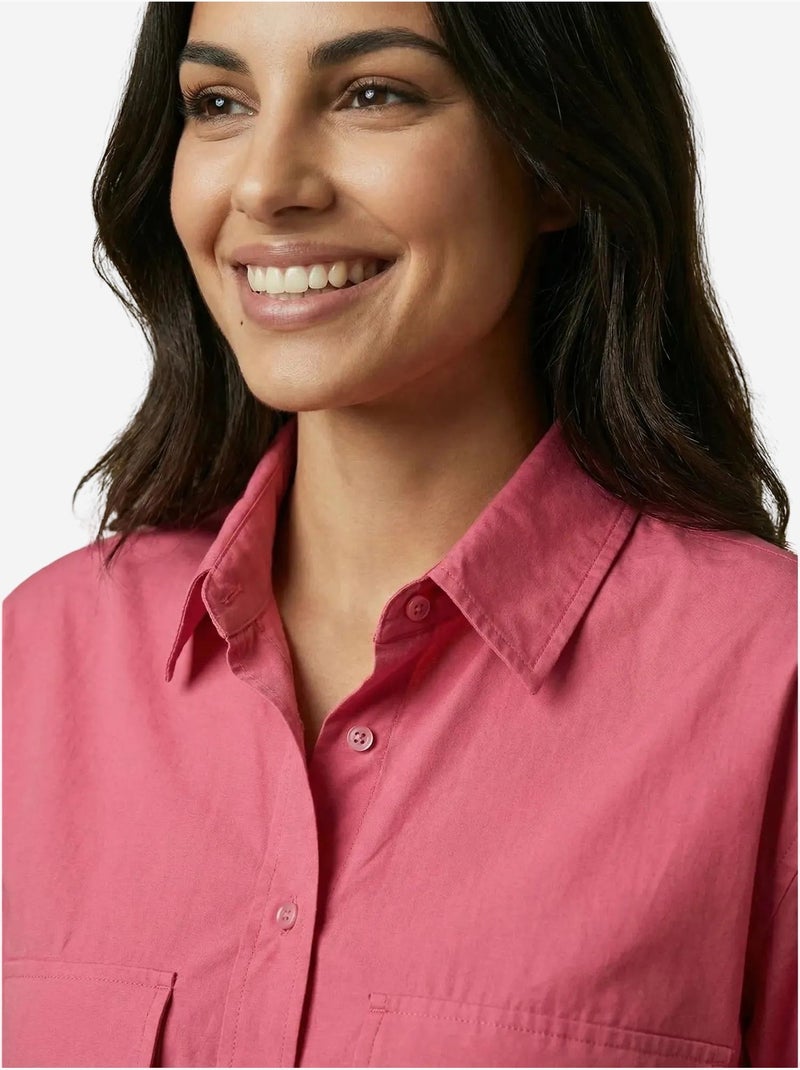 Camicia crop in popeline di cotone my fashion Magenta - Kiabi