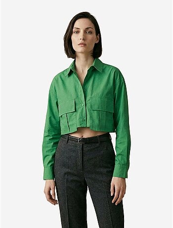 Camicia crop in popeline di cotone my fashion