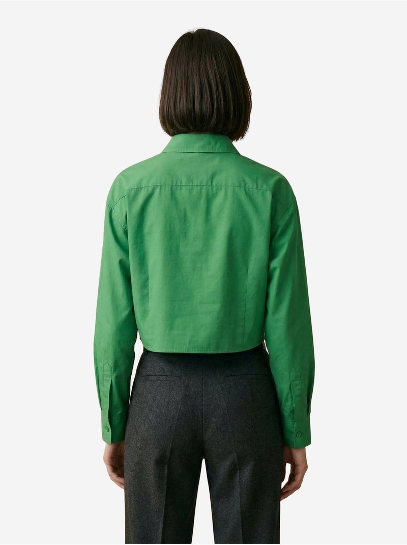 Camicia crop in popeline di cotone my fashion Verde - Kiabi