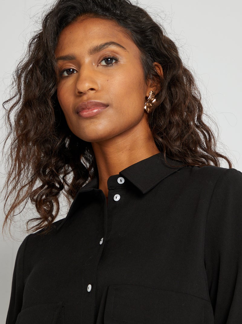 Camicia cropped a maniche lunghe NERO - Kiabi