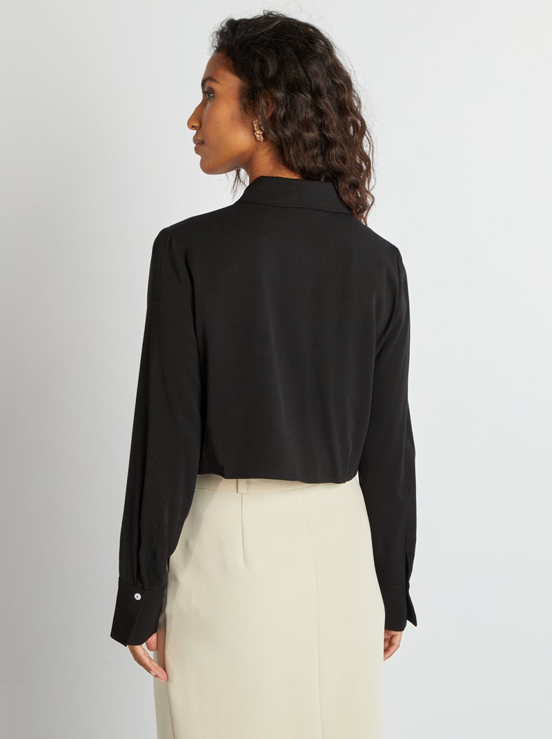 Camicia cropped a maniche lunghe NERO - Kiabi