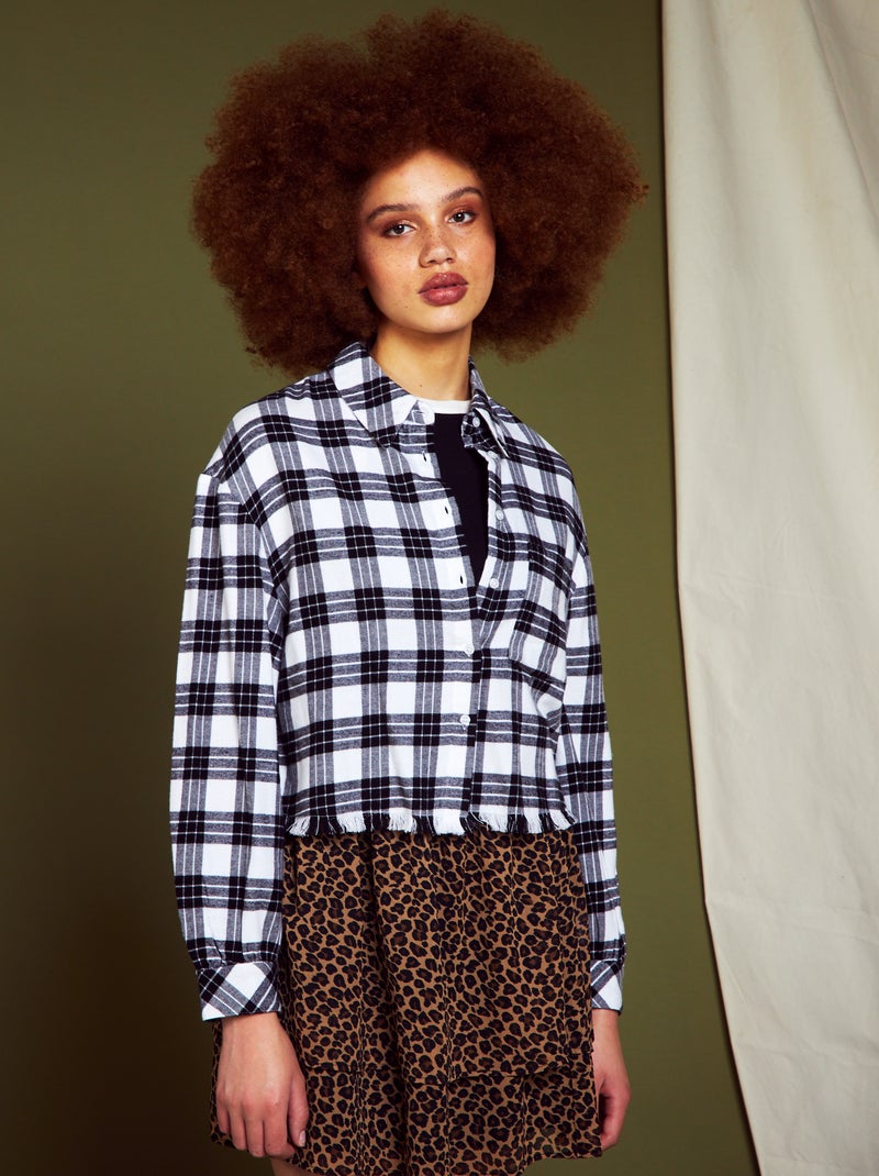 Camicia cropped a quadri NERO - Kiabi