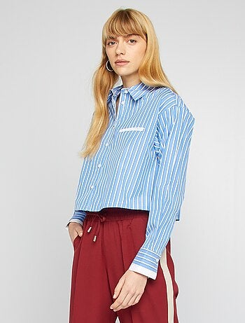 Camicia cropped a righe