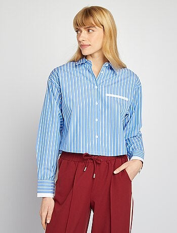 Camicia cropped a righe