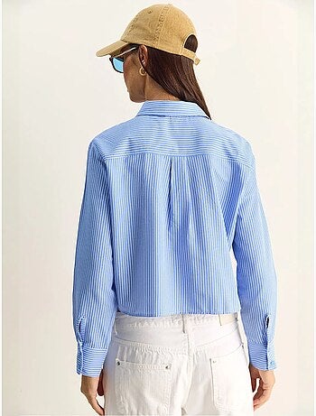 Camicia cropped a righe con abbottonatura frontale lucci