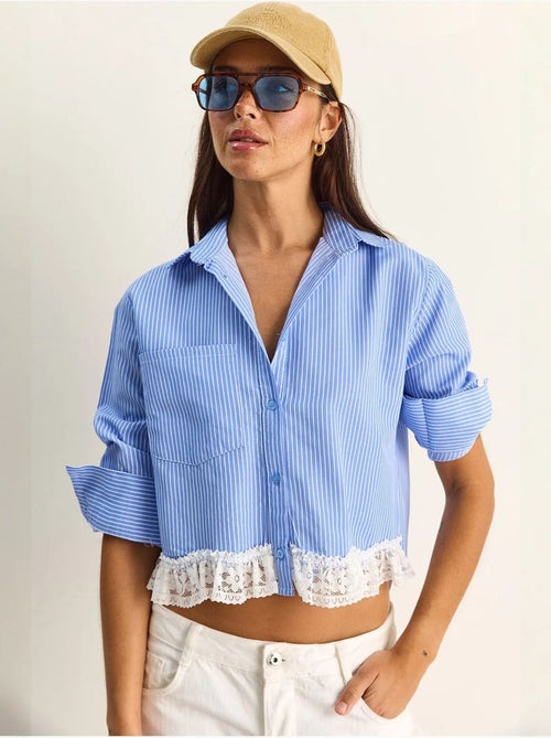 Camicia cropped a righe con abbottonatura frontale lucci - Kiabi
