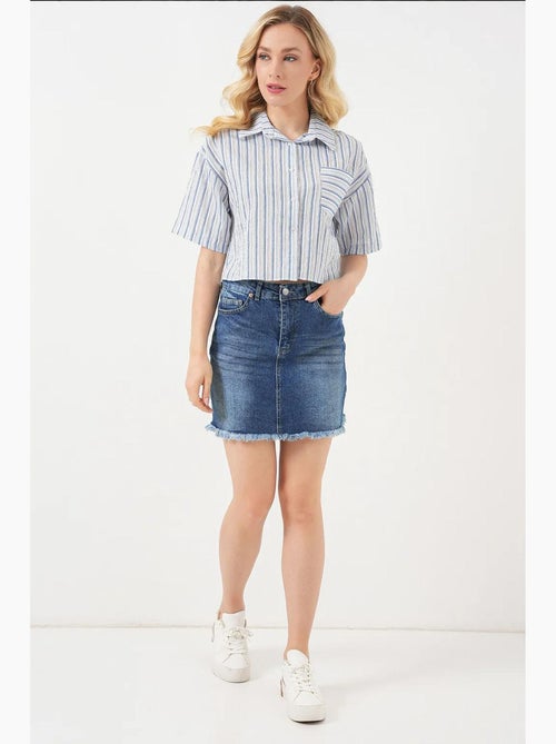 Camicia cropped a righe con tasca bdart - Kiabi Camicia cropped a righe con tasca bdart - Kiabi
