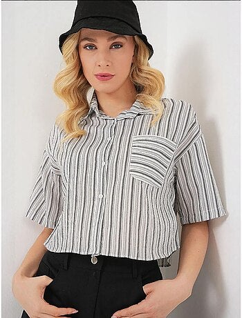 Camicia cropped a righe con tasca bdart