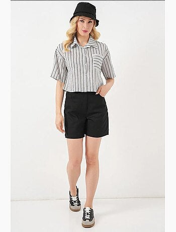 Camicia cropped a righe con tasca bdart