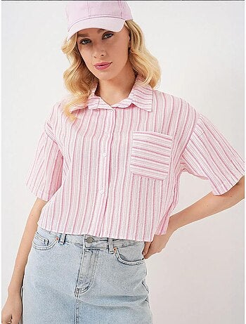 Camicia cropped a righe con tasca bdart