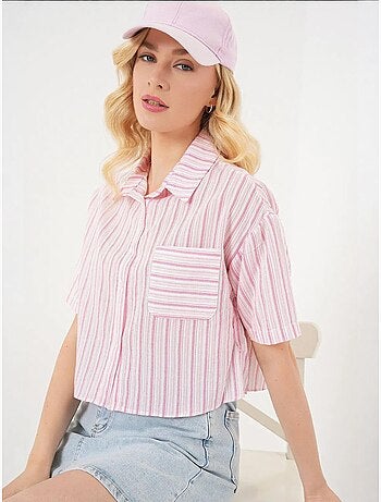 Camicia cropped a righe con tasca bdart