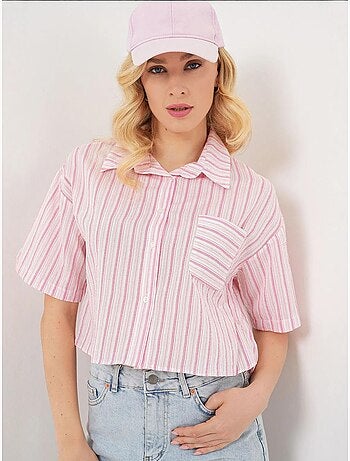 Camicia cropped a righe con tasca bdart