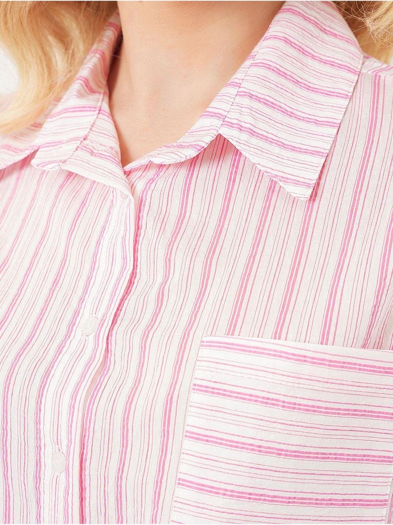Camicia cropped a righe con tasca bdart Rosa pallido - Kiabi