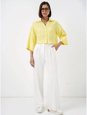 Camicia cropped a righe oversize con chiusura a bottoni bdart