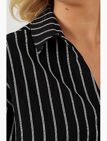 Camicia cropped a righe oversize con chiusura a bottoni bdart