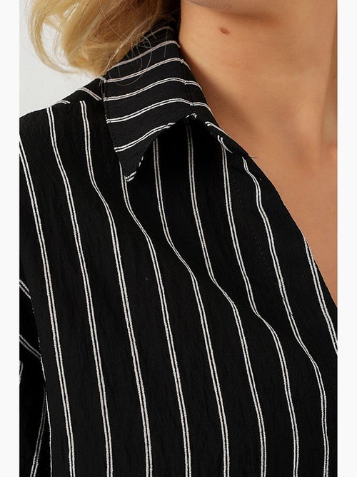 Camicia cropped a righe oversize con chiusura a bottoni bdart - Kiabi