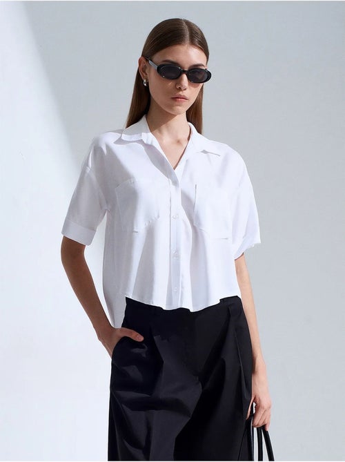 Camicia cropped da donna con taschino dilvin - Kiabi