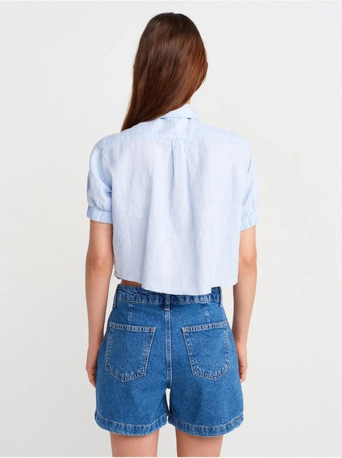 Camicia cropped da donna in misto lino dilvin - Kiabi Camicia cropped da donna in misto lino dilvin - Kiabi