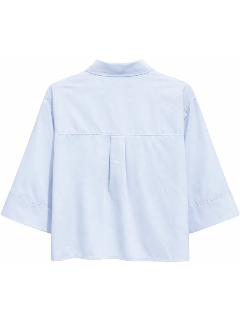 Camicia cropped in popeline a maniche corte mixray Blu cielo - Kiabi