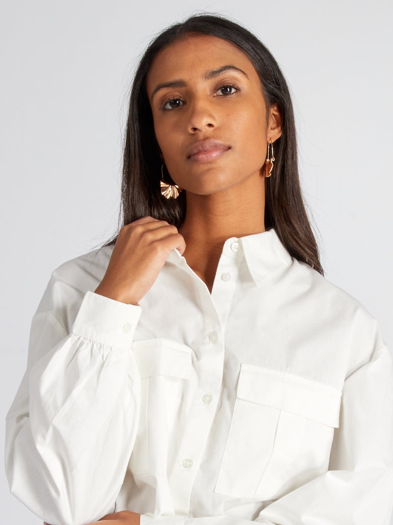 Camicia cropped in popeline Bianco - Kiabi