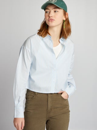 Camicia cropped in popeline