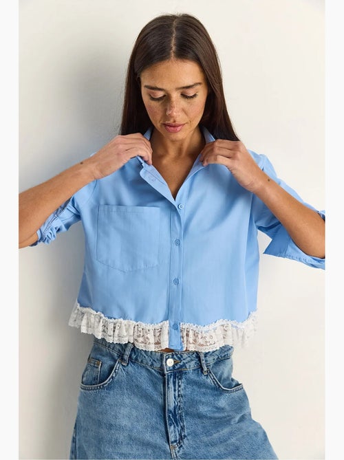 Camicia cropped in popeline da donna lucci - Kiabi Camicia cropped in popeline da donna lucci - Kiabi