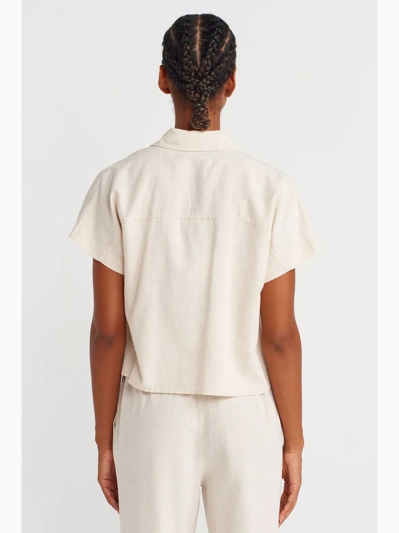 Camicia cropped oversize dilvin Beige naturale - Kiabi