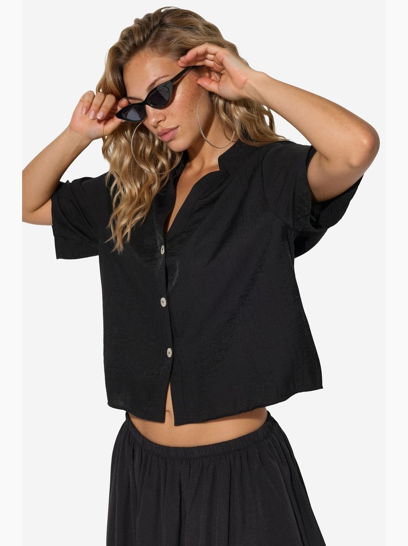 Camicia cropped relaxed da donna busem Nero - Kiabi