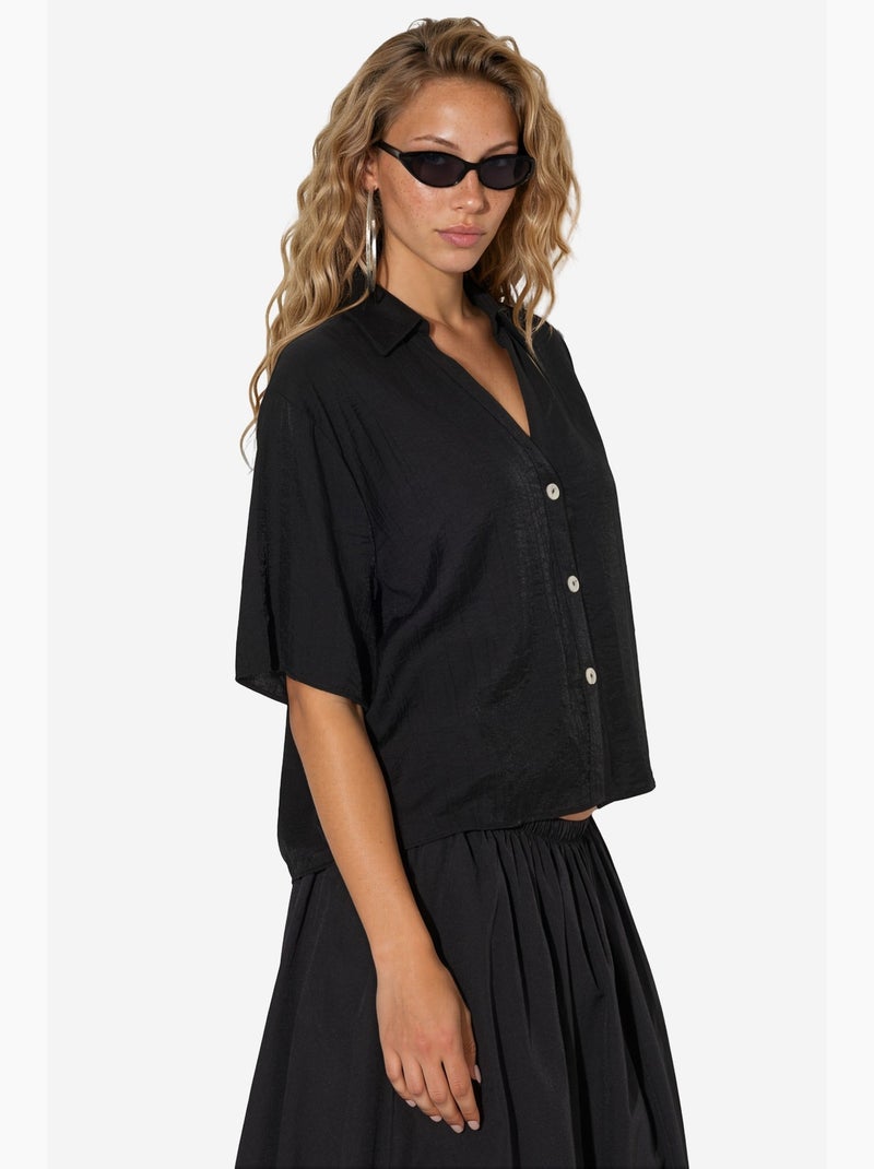 Camicia cropped relaxed da donna busem Nero - Kiabi