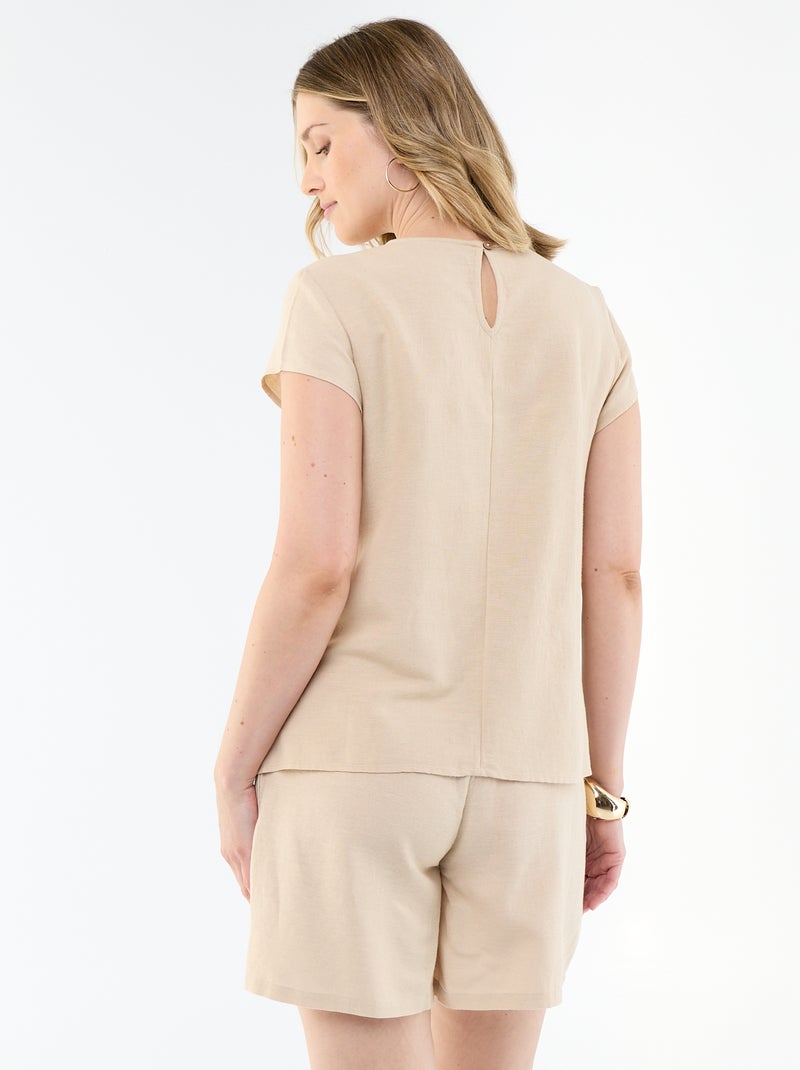 Camicia da allattamento in misto lino Beige - Kiabi