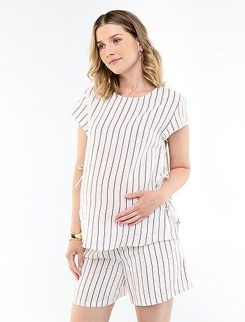 Camicia da allattamento in misto lino