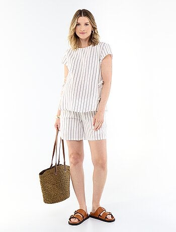Camicia da allattamento in misto lino