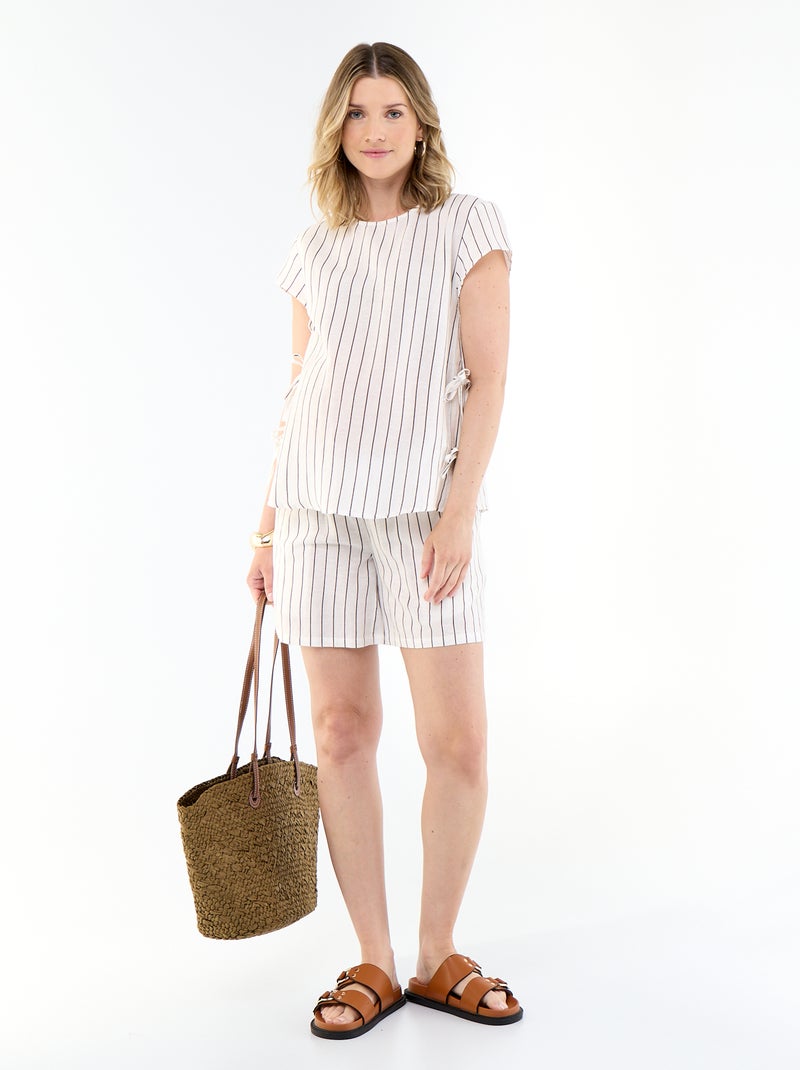 Camicia da allattamento in misto lino Bianco - Kiabi