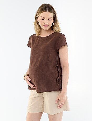 Camicia da allattamento in misto lino