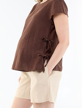 Camicia da allattamento in misto lino