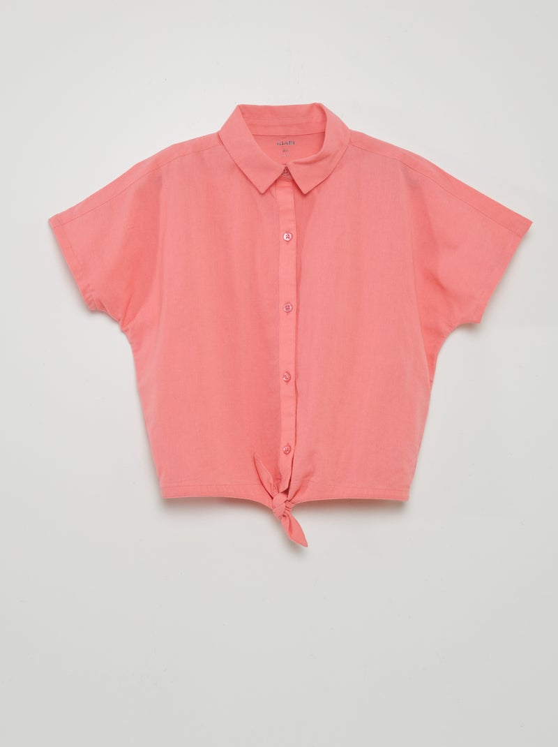 Camicia da annodare in cotone e lino rosa - Kiabi