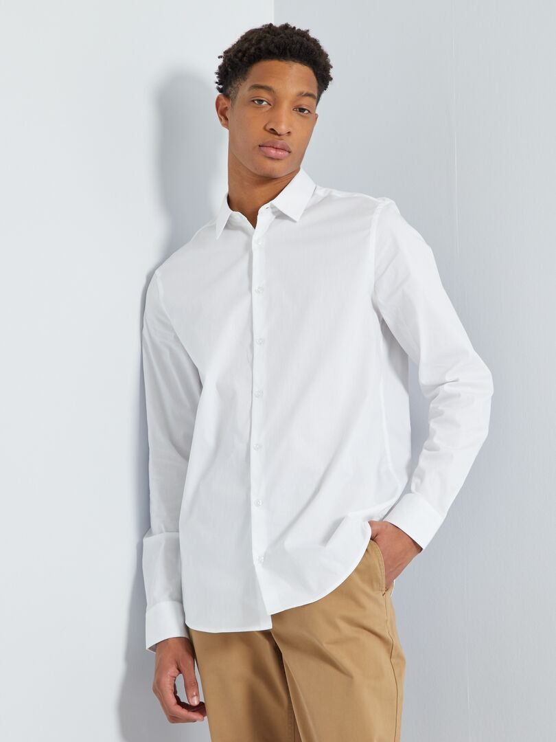 Camicia da città in twill + 190 cm Bianco - Kiabi