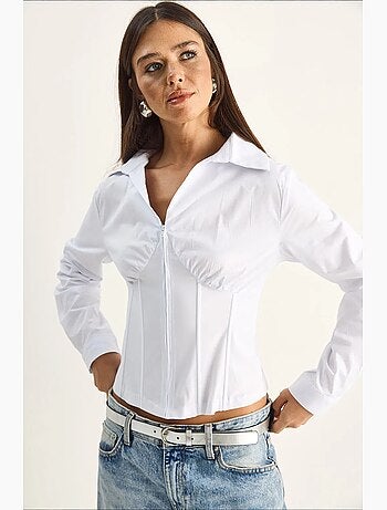 Camicia da donna in cotone e poliestere lucci