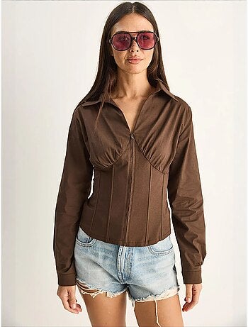 Camicia da donna in cotone e poliestere lucci