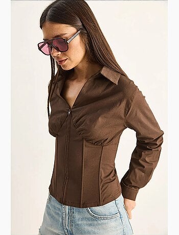 Camicia da donna in cotone e poliestere lucci