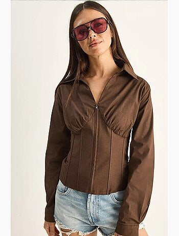 Camicia da donna in cotone e poliestere lucci
