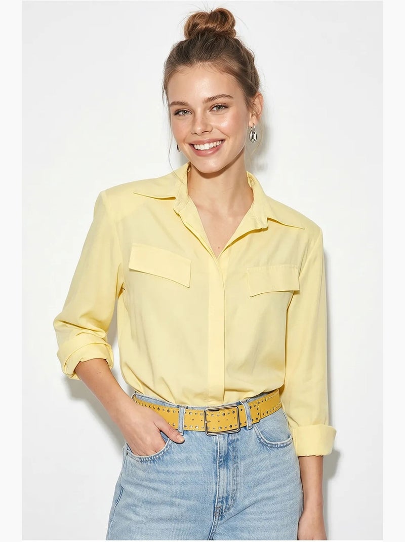 Camicia da donna in crepe tessuto a vestibilità regolare lucci Giallo limone - Kiabi