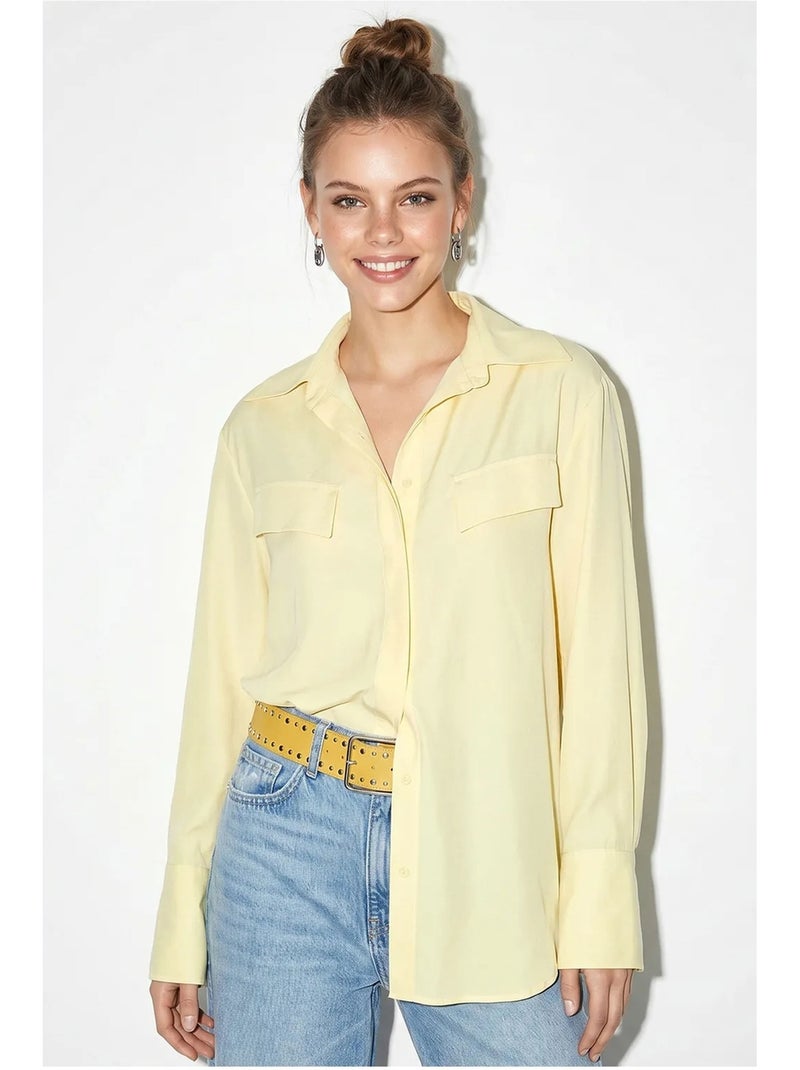 Camicia da donna in crepe tessuto a vestibilità regolare lucci Giallo limone - Kiabi