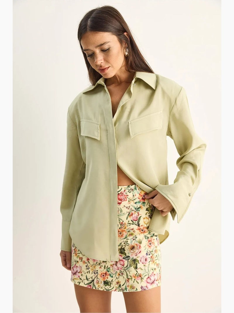 Camicia da donna in crepe tessuto a vestibilità regolare lucci Verde menta - Kiabi