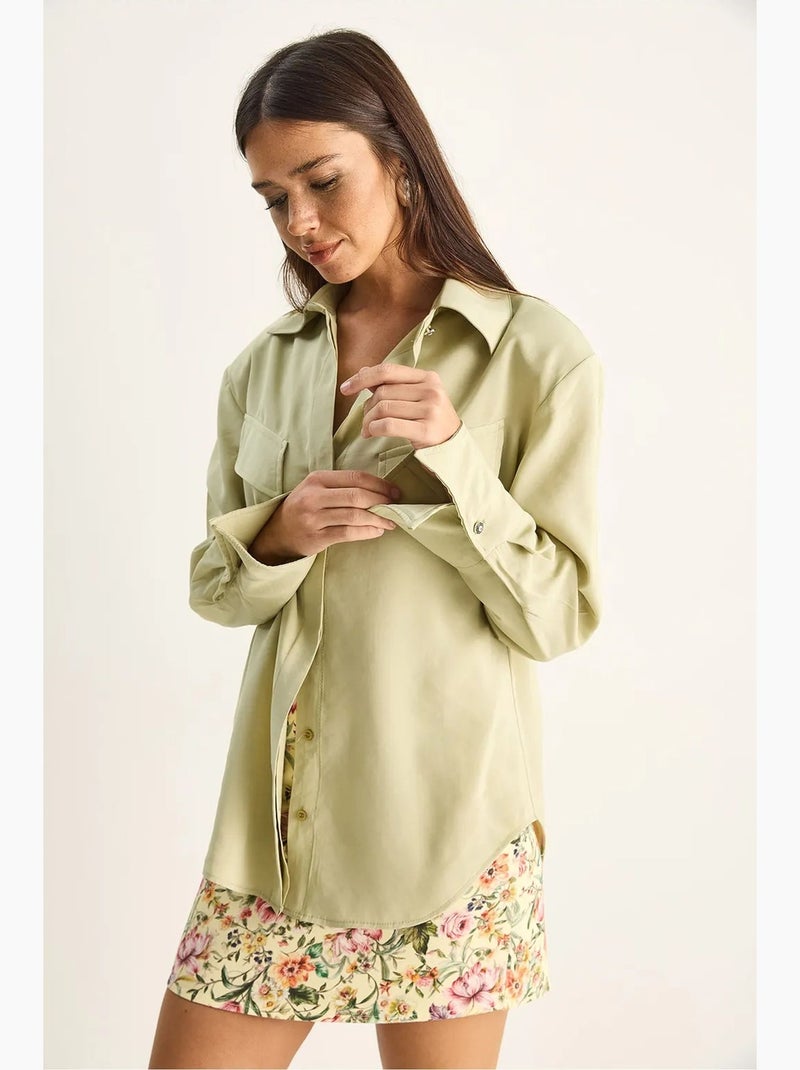 Camicia da donna in crepe tessuto a vestibilità regolare lucci Verde menta - Kiabi