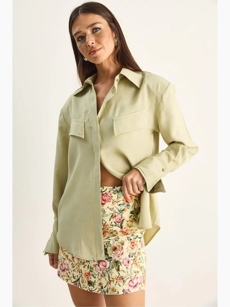 Camicia da donna in crepe tessuto a vestibilità regolare lucci Verde menta - Kiabi