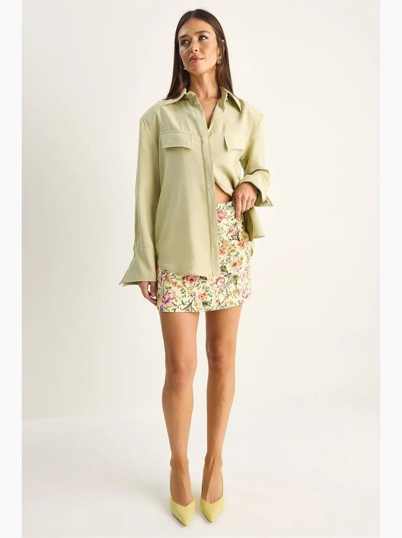 Camicia da donna in crepe tessuto a vestibilità regolare lucci Verde menta - Kiabi