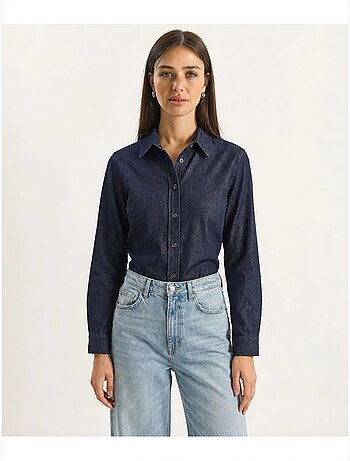 Camicia da donna in denim di cotone lucci